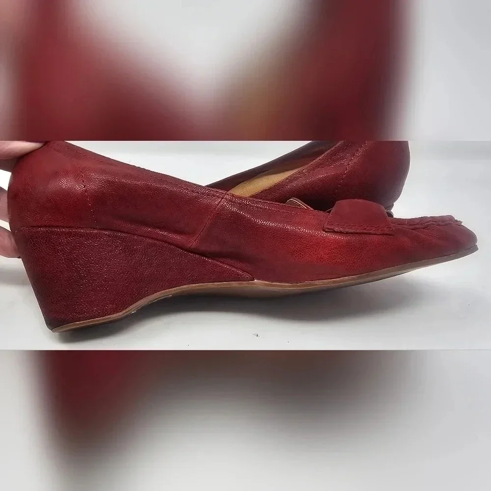 Jeffrey Campbell Ibiza Last Leather Slip On Wedge Size 6.5 Blood Orange
